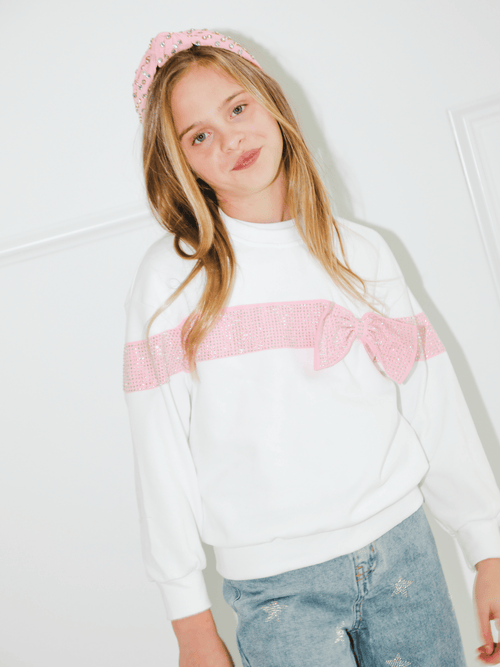 Lola + The Boys Sweaters & Sweatshirts Crystal Bow Sweater