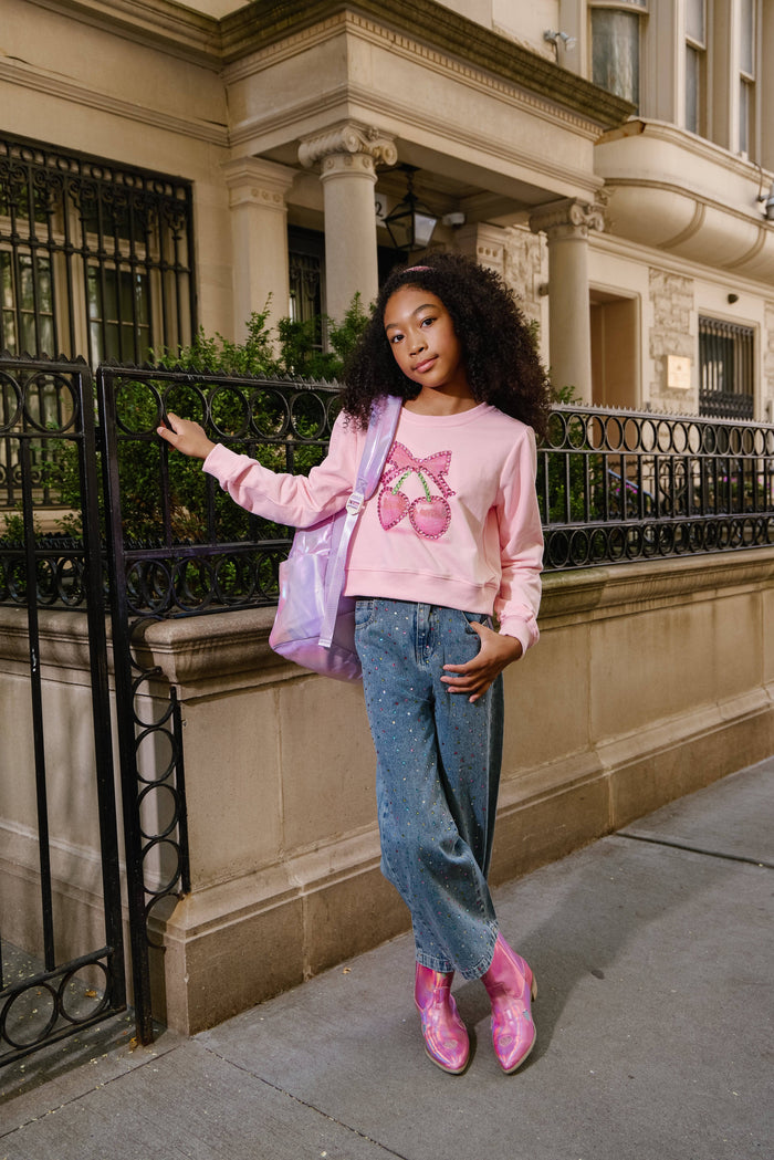 Lola + The Boys Sweaters & Sweatshirts Crystal Cherry Bow Sweater