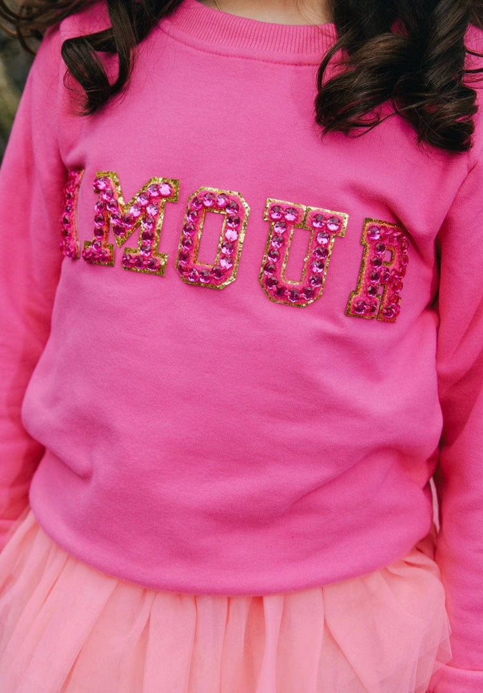 Lola + The Boys Sweaters & Sweatshirts Hot Pink Amour Pearl Sweatshirt