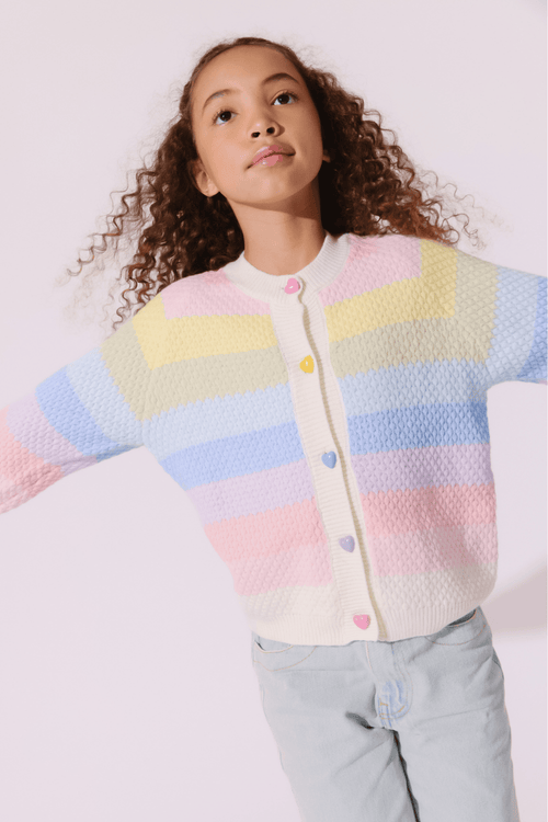 Lola + The Boys Sweaters & Sweatshirts 2 Pastel Rainbow Knit Cardigan