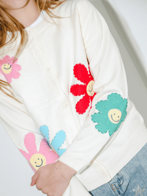 Lola + The Boys Sweaters & Sweatshirts Rainbow Daisy Cardigan