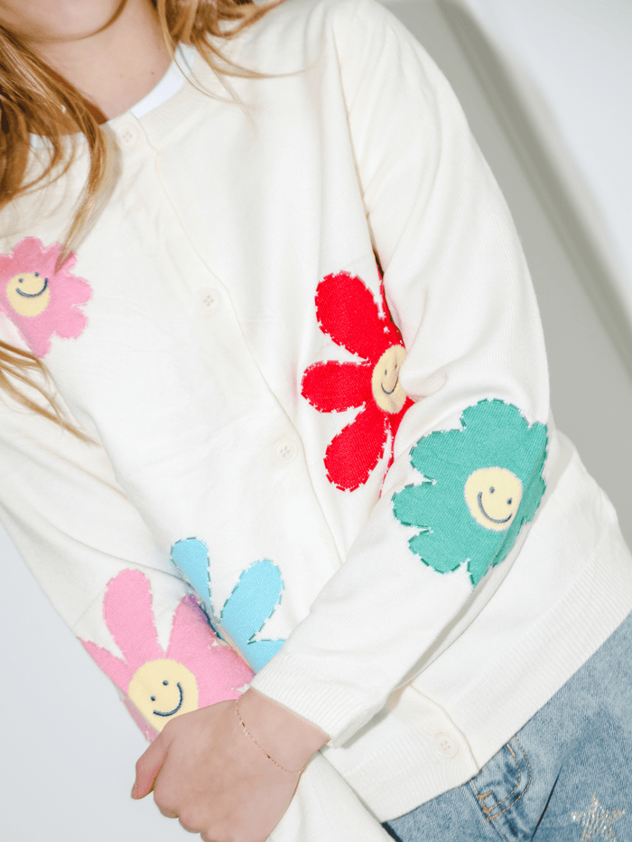 Lola + The Boys Sweaters & Sweatshirts Rainbow Daisy Cardigan
