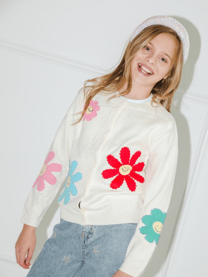 Lola + The Boys Sweaters & Sweatshirts 2 Rainbow Daisy Cardigan