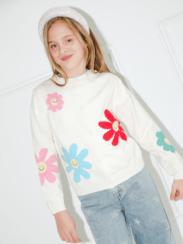 Lola + The Boys Sweaters & Sweatshirts Rainbow Daisy Cardigan