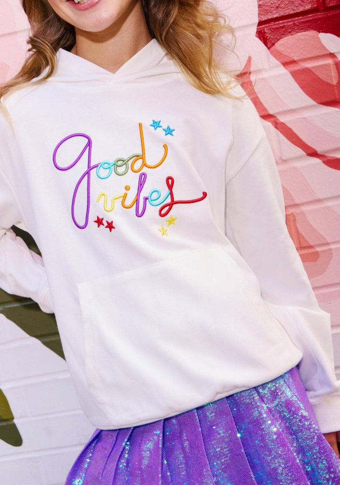 Lola + The Boys Sweaters & Sweatshirts Rainbow Good Vibes Hoodie