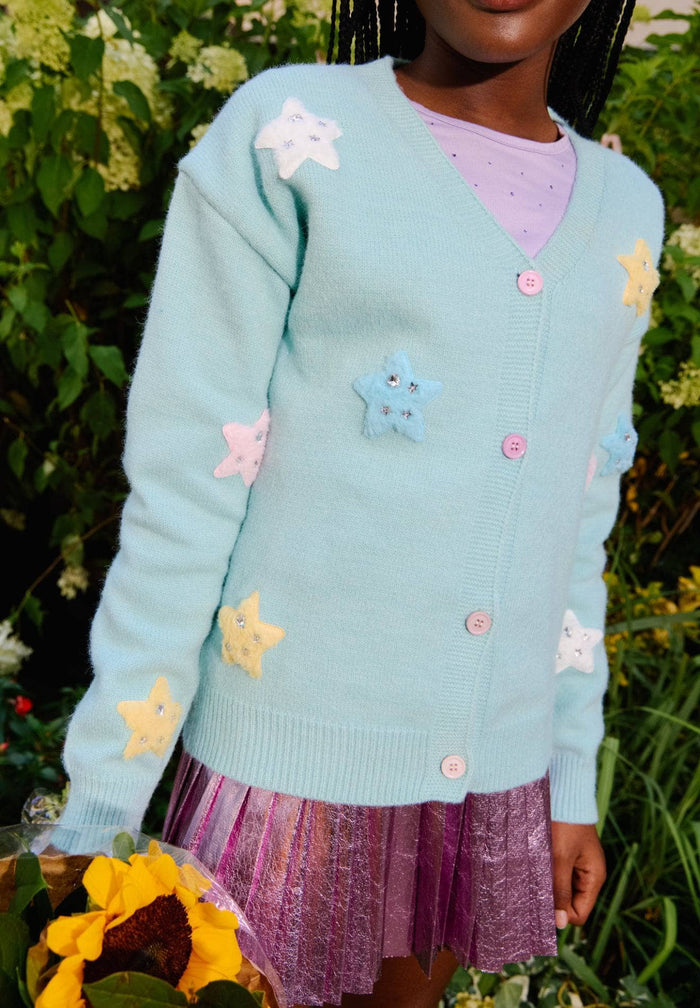 Lola + The Boys Sweaters & Sweatshirts Rainbow Plush Stars Cardigan
