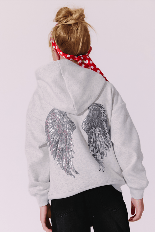 Lola + The Boys Sweaters & Sweatshirts 2 Silver Angel Wings Hoodie