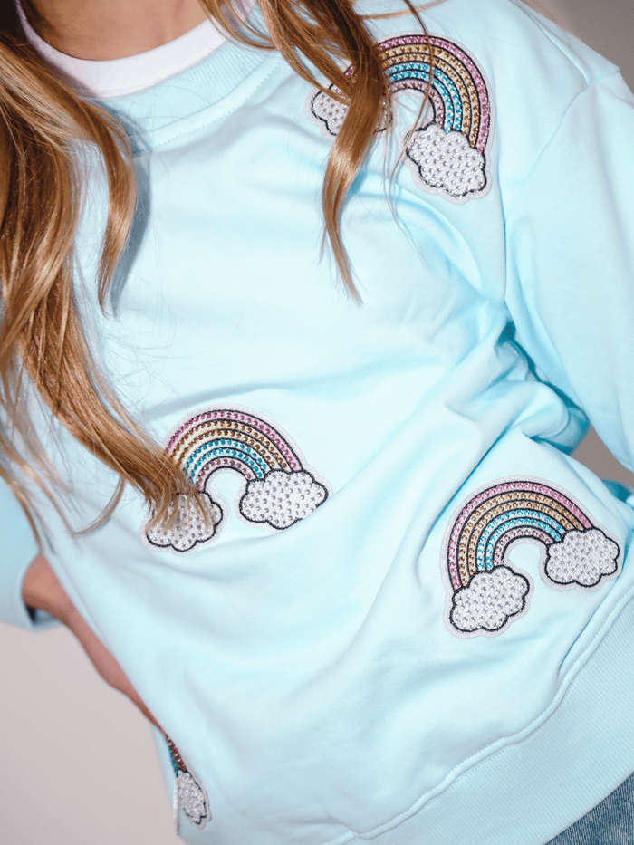 Lola + The Boys Sweaters & Sweatshirts Sparkle Rainbow Sweatshirt
