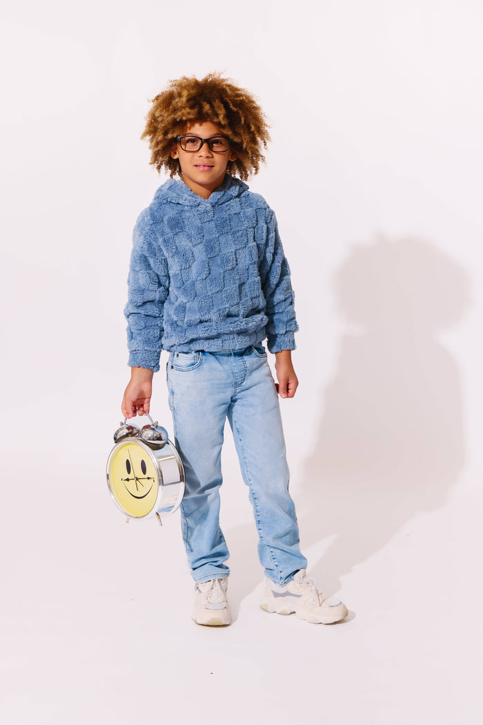 Lola + The Boys Sweaters & Sweatshirts Super Soft Blue Checker Hoodie