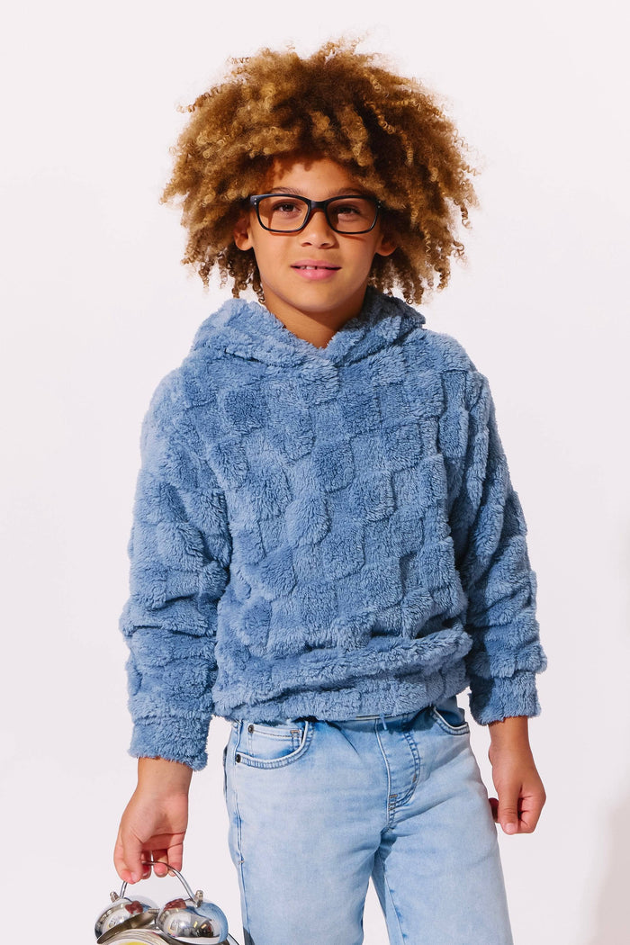 Lola + The Boys Sweaters & Sweatshirts Super Soft Blue Checker Hoodie