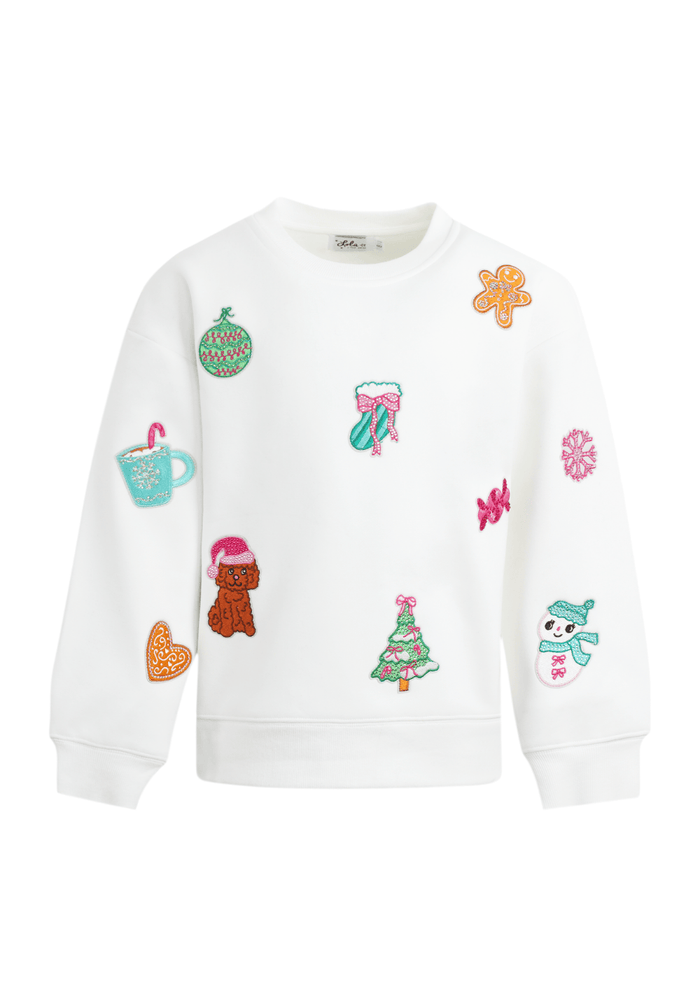 Lola + The Boys Sweaters & Sweatshirts 2 Sweet Holiday Patch Sweatshirt