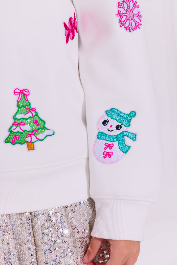 Lola + The Boys Sweaters & Sweatshirts Sweet Holiday Patch Sweatshirt