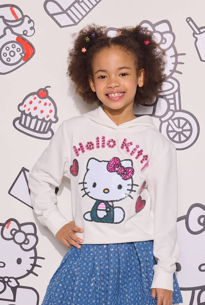 Lola + The Boys Sweaters & Sweatshirts White Hello Kitty Gem Love Hoodie