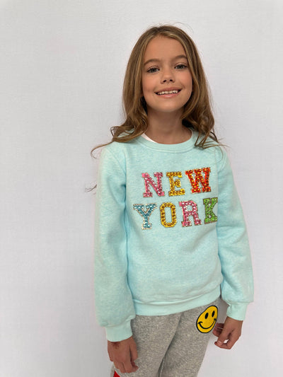 Lola + The Boys Sweaters & Sweatshirts Small / Blue Women's New York Gem Sweatshirt