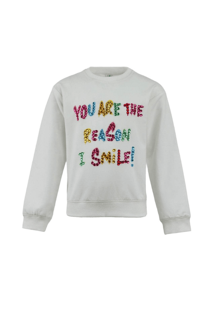 Lola + The Boys Sweaters & Sweatshirts Women’s White You are The Reason I Smile Sweatshirt