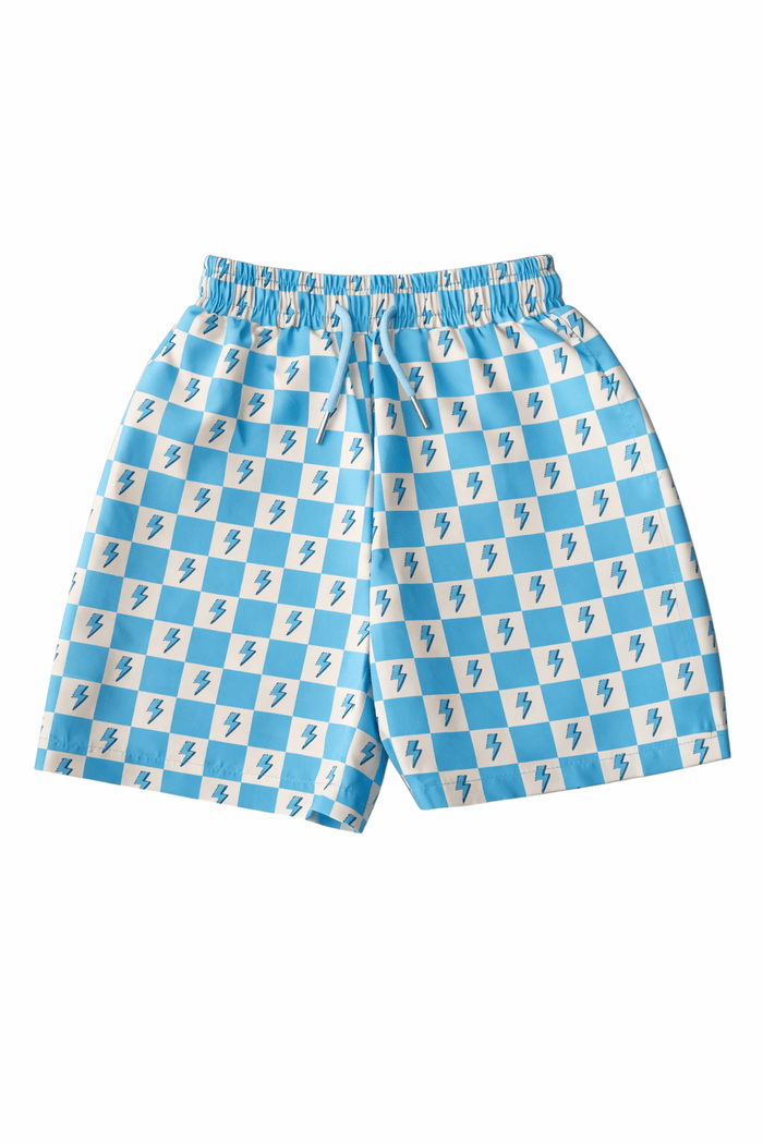 Lola + The Boys Swimwear Checkered Lightning Swim Shorts