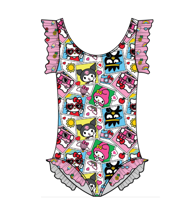 Lola + The Boys Swimwear Hello Kitty and Friends Selfie Ruffle Swimsuit