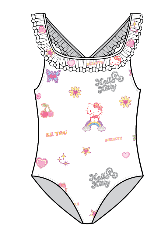Lola + The Boys Swimwear Hello Kitty Sparkle Vibes Ruffle Swimsuit
