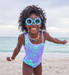 Lola + The Boys Swimwear Pailette Sparkle Lavender Swimsuit