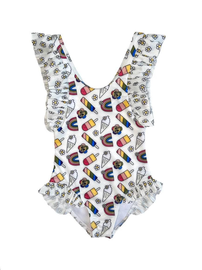 exclude-sale Swimwear 2 Rainbow Funny Ice Cream Swimsuit