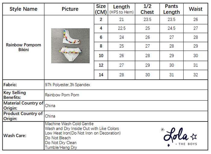 Lola + The Boys Swimwear Rainbow Pompom Bikini