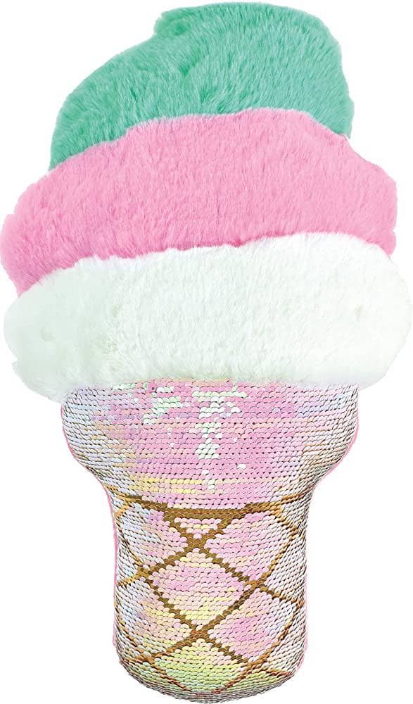 Lola + The Boys Swirl Cone Furry Reversible Sequin Pillow