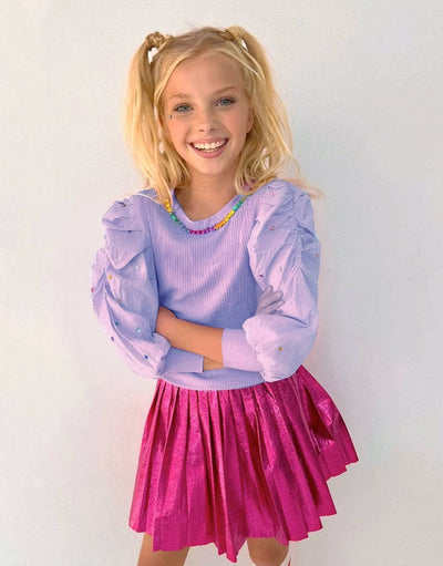 Lola + The Boys Top Gem Queen Puff Sleeve Blouse Lavender