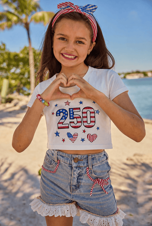 Lola and The Boys Tops 250 Celebration Sparkle Tee