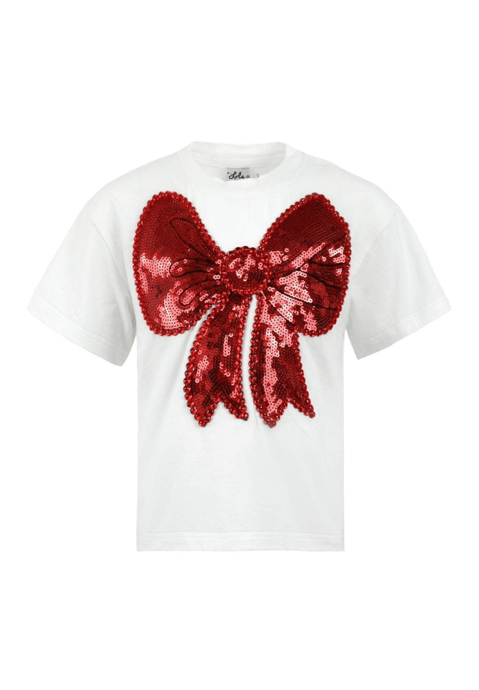 Lola + The Boys Tops Big Bow Crystal Tee