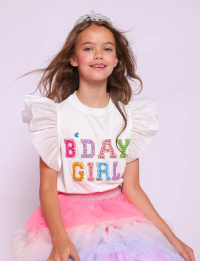 Lola + The Boys Tops Birthday Girl Gem Ruffle Shirt