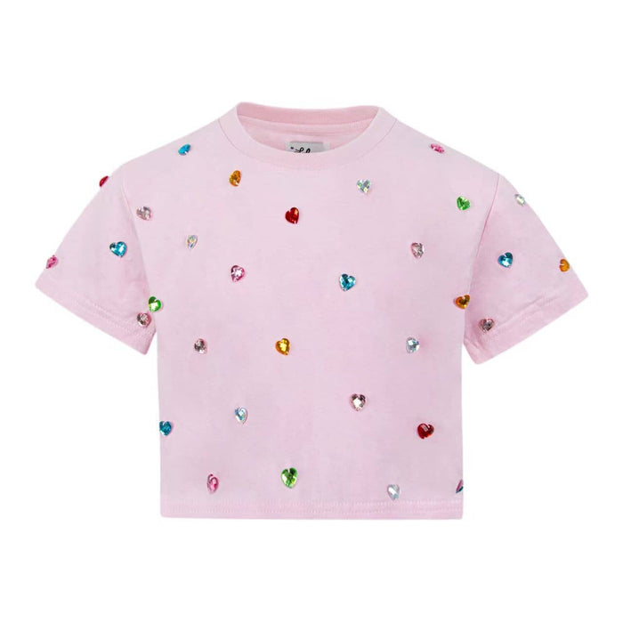 Lola + The Boys Tops 2 / Pink Confetti Gem Crop T-shirt