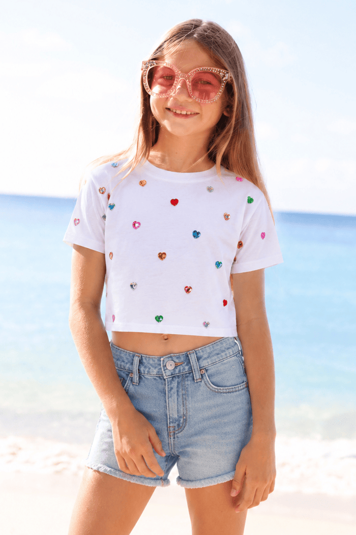 Lola + The Boys Tops Confetti Gem Crop T-shirt