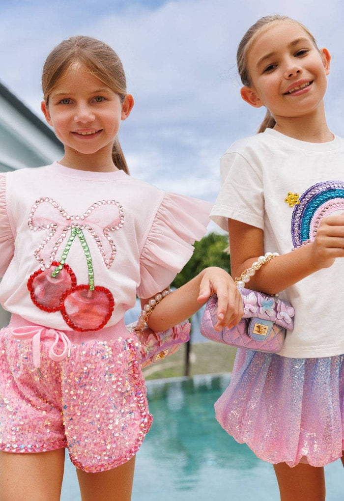 lola-new-arrival Tops Crystal Cherry Ruffle T-shirt