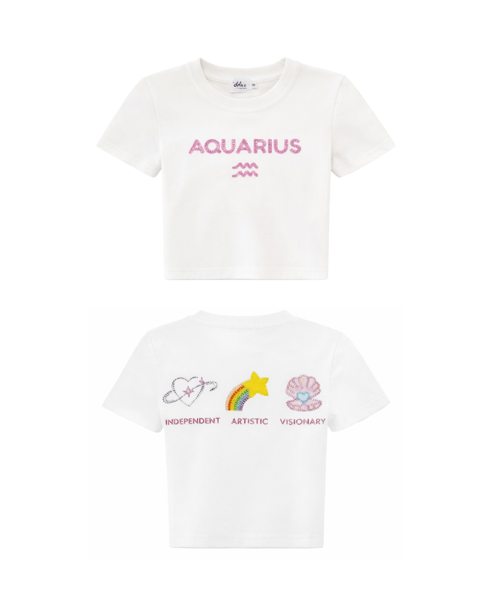 Lola + The Boys Tops Aquarius / XS Crystal Zodiac Baby Tee