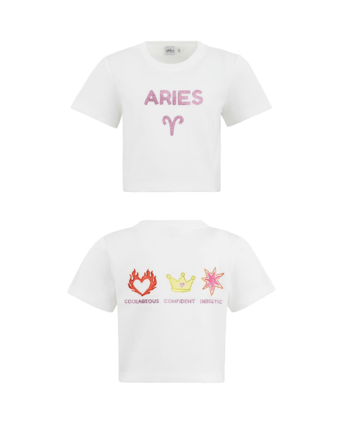 Lola + The Boys Tops Aries / XS Crystal Zodiac Baby Tee