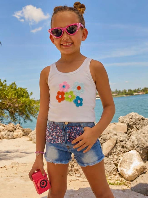 Lola + The Boys Tops Flower Pop Tank