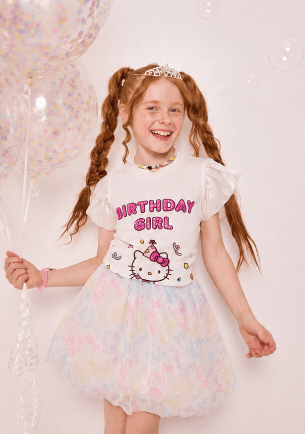Lola + The Boys Tops Hello Kitty® Birthday Girl Ruffle T-shirt