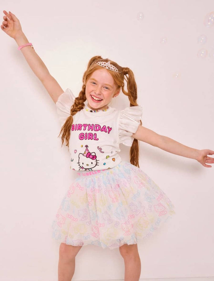 Lola + The Boys Tops Hello Kitty® Birthday Girl Ruffle T-shirt