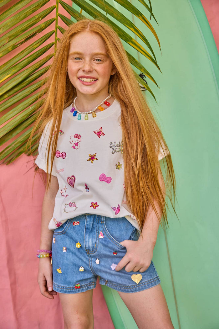 Lola + The Boys Tops Hello Kitty® Sparkle Doodle Tee