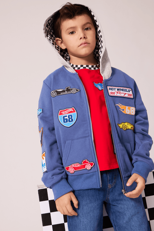 Lola + The Boys Tops 2 Hot Wheels™ Patch Zip-Up Hoodie