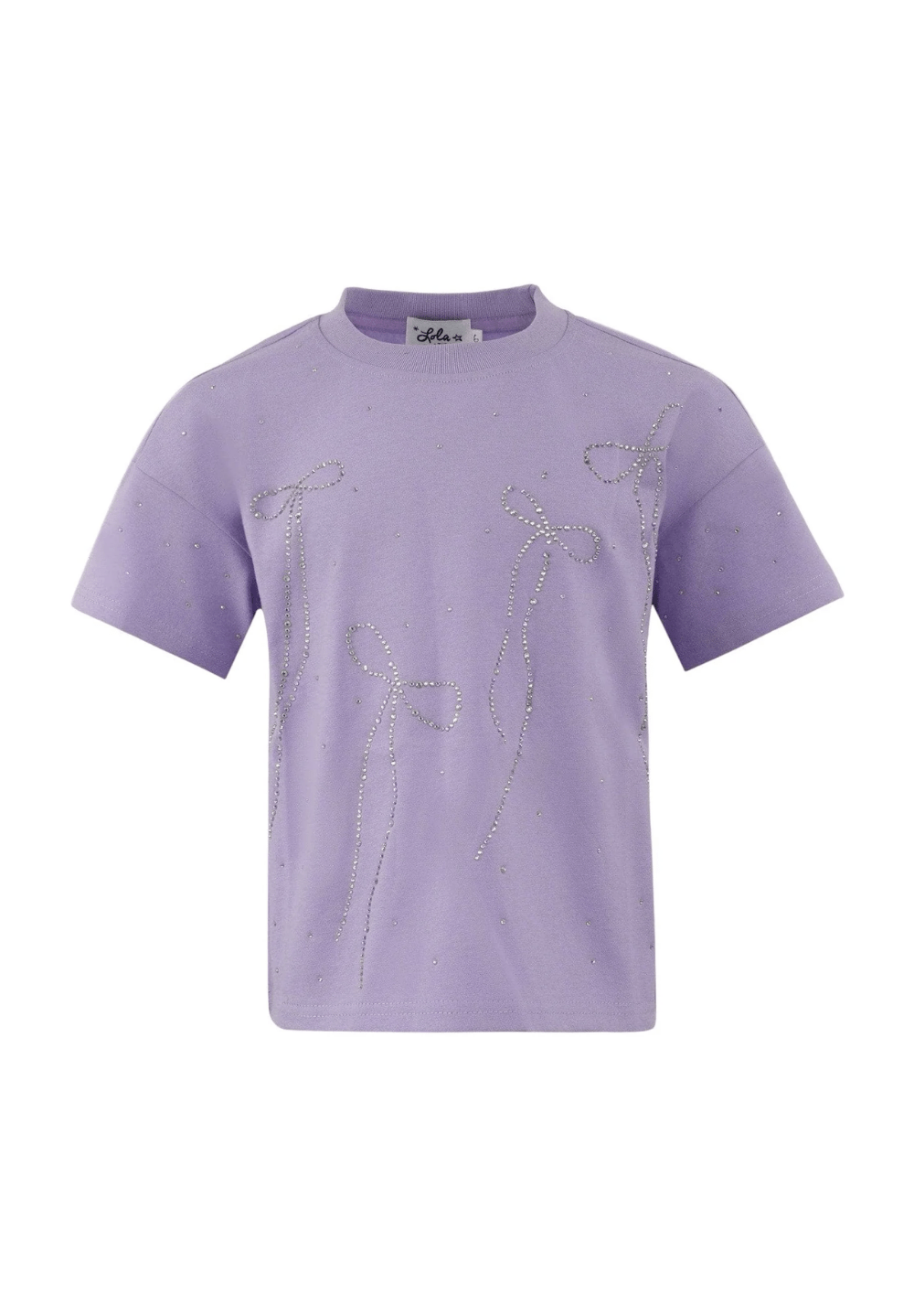 lola-new-arrival Tops Lavender Crystal Bows T-shirt