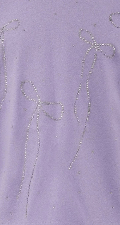 lola-new-arrival Tops Lavender Crystal Bows T-shirt