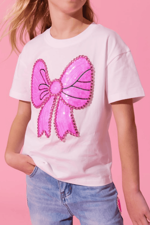 Lola + The Boys Tops Pinky Big Bow T-shirt