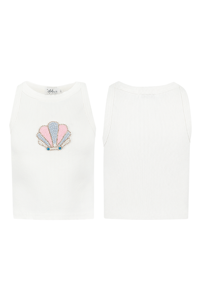 Lola + The Boys Tops Seashell Sparkle Beaded Tank