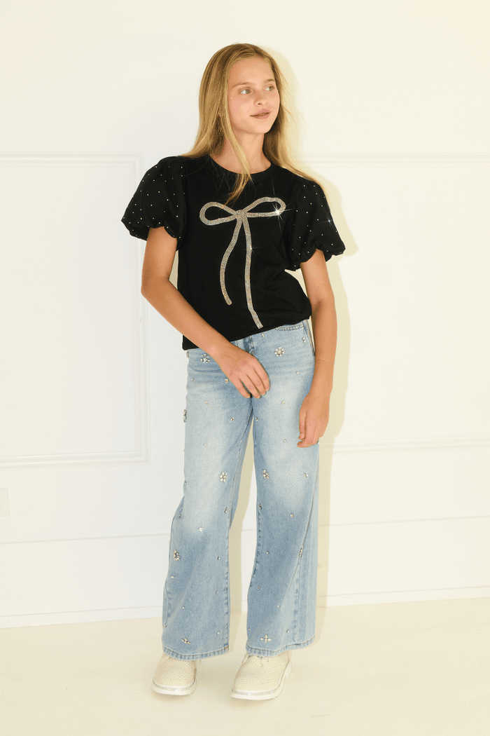 Lola + The Boys Tops Sparkle Bow Princess Tee