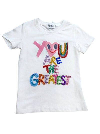 Lola + The Boys Tops White You Are The Greatest Gem T Shirt