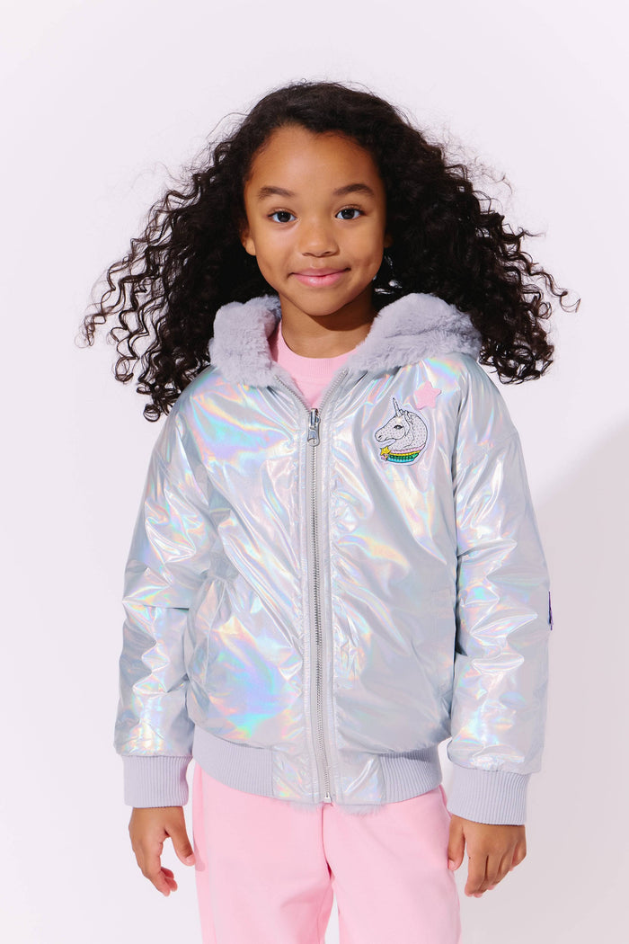 Lola + The Boys Unicorn Magic Hologram Puffer