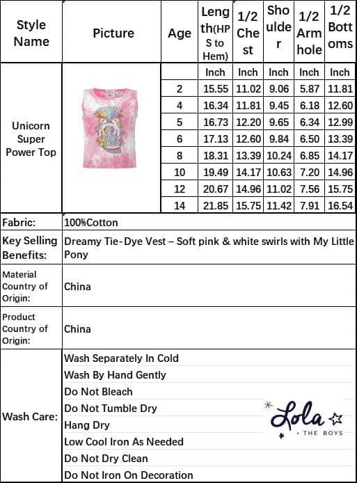 Lola + The Boys Unicorn Super Power Top