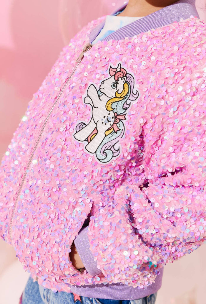 Lola + The Boys Unicorn Super Powers Sequin Bomber