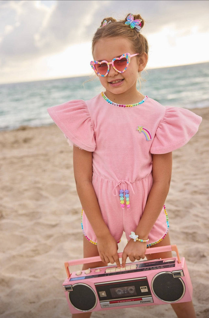 lola-spring Velour Rainbow Gems Romper